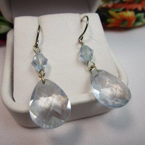 Vintage Ice Blue Chandelier Style Dangle Earrings